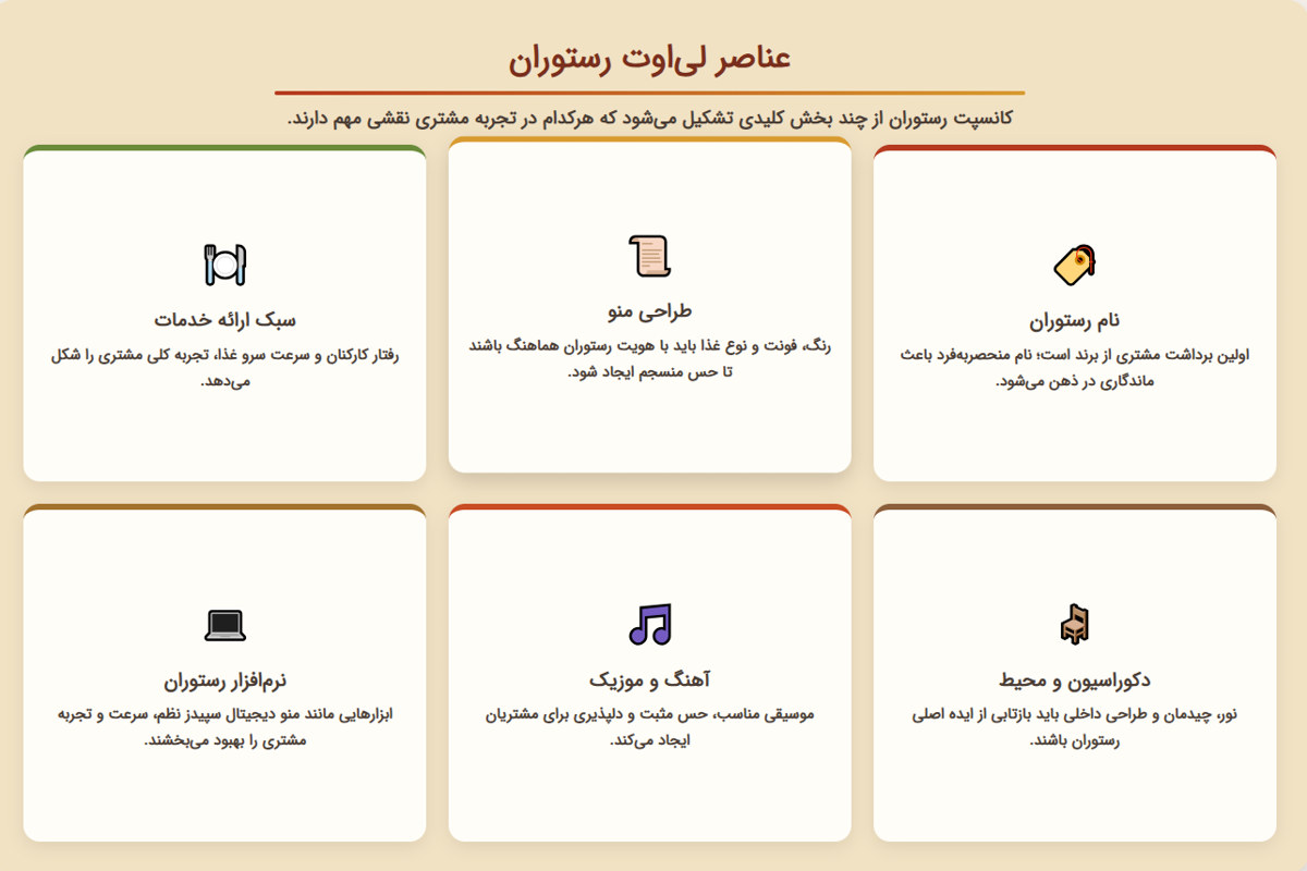 عناصر لی اوت رستوران