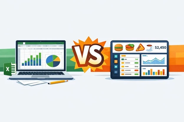 مقایسه اکسل با نرم افزار حسابداری رستوران